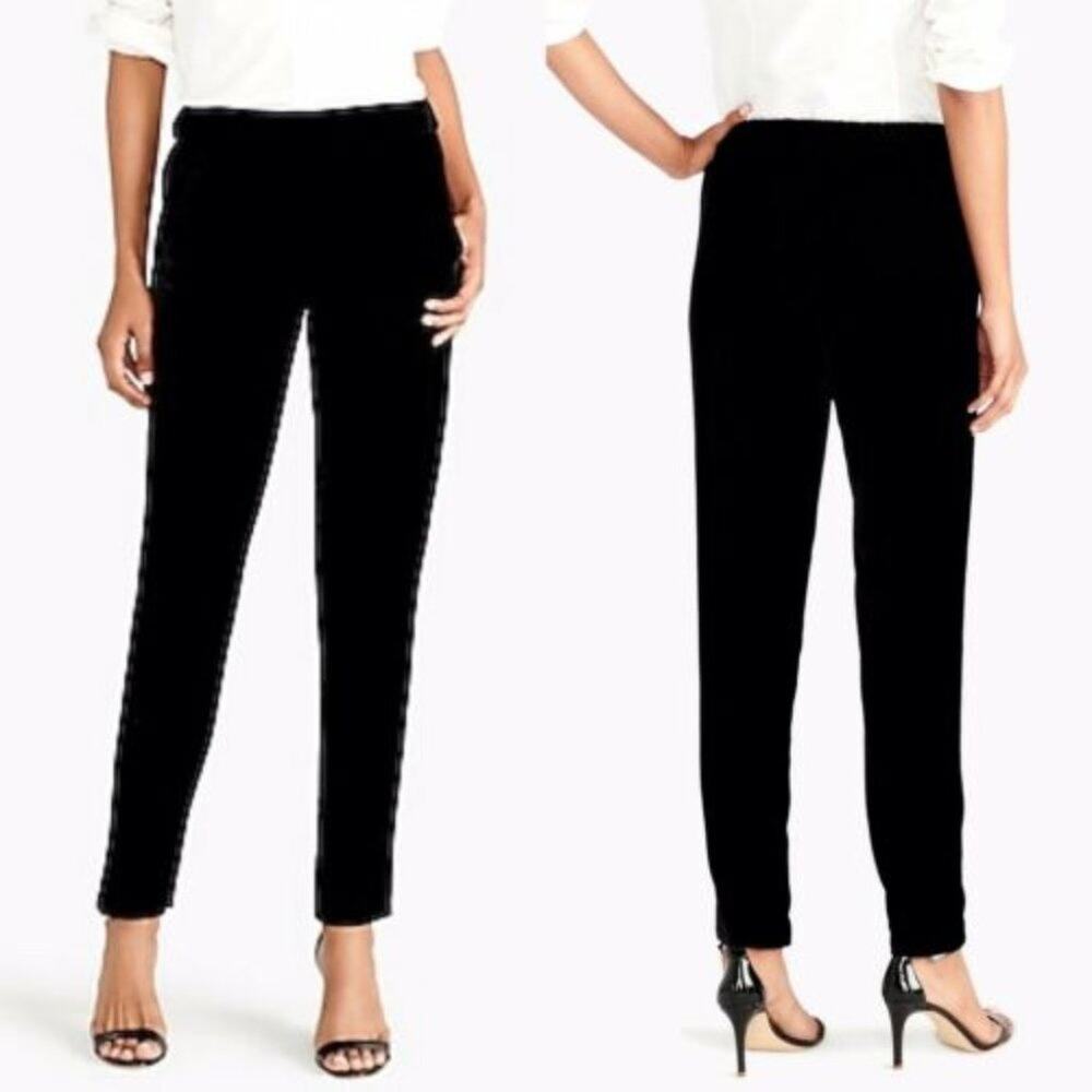 J. Crew Black Velvet Pull-On Trouser Pants